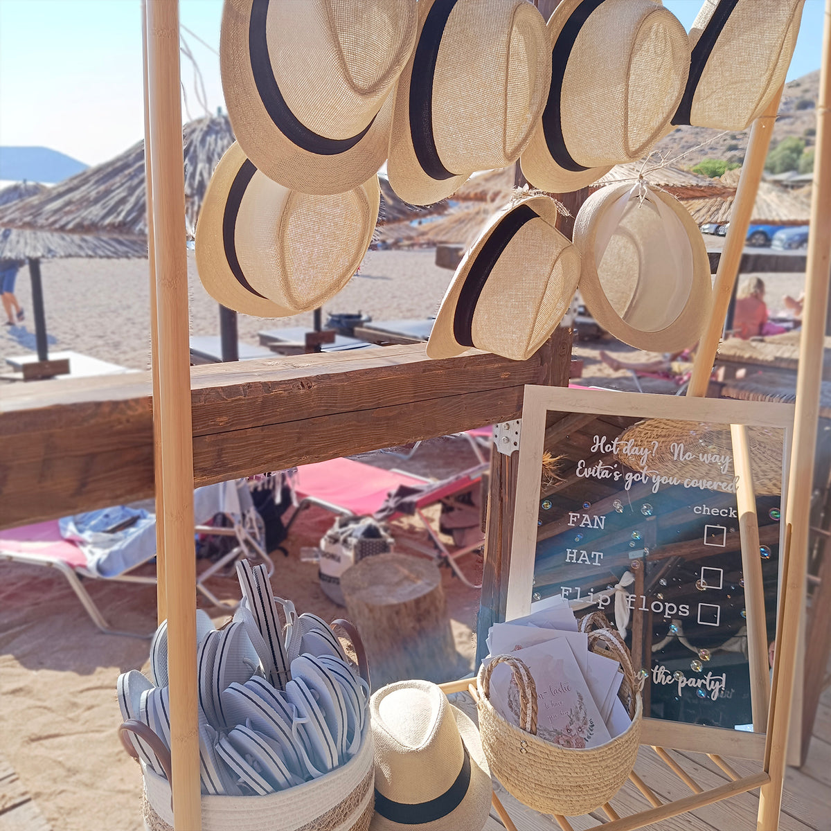 Στολισμός βάπτισης στην θάλασσα , Beach bar The Island Θυμάρι