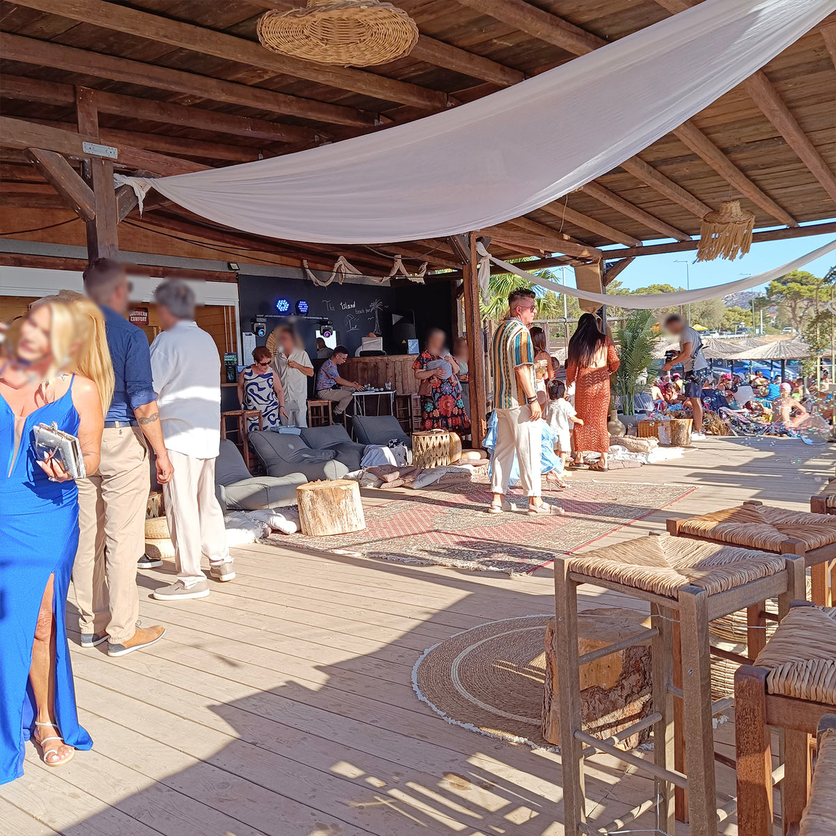 Στολισμός βάπτισης στην θάλασσα , Beach bar The Island Θυμάρι