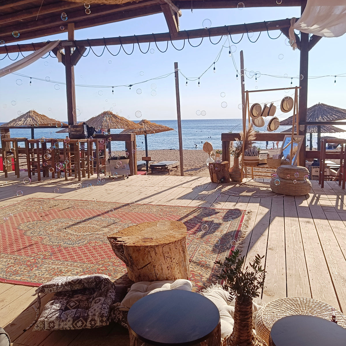 Στολισμός βάπτισης στην θάλασσα , Beach bar The Island Θυμάρι