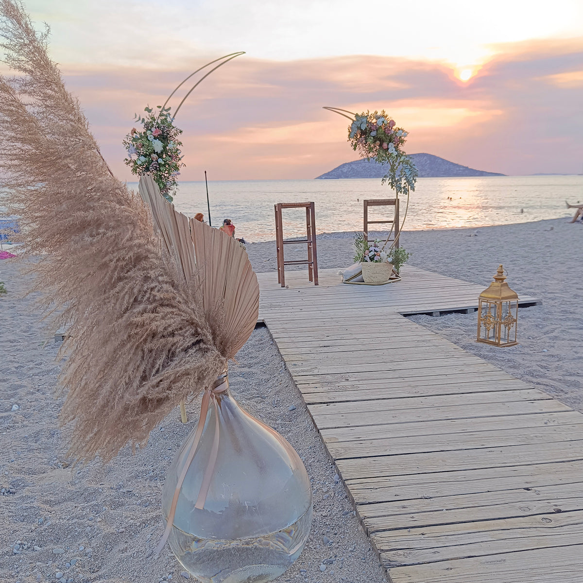 Στολισμός βάπτισης στην θάλασσα , Beach bar The Island Θυμάρι